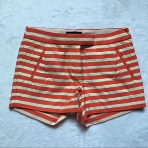 J Crew Striped Shorts in Orange and Ivory/Cream